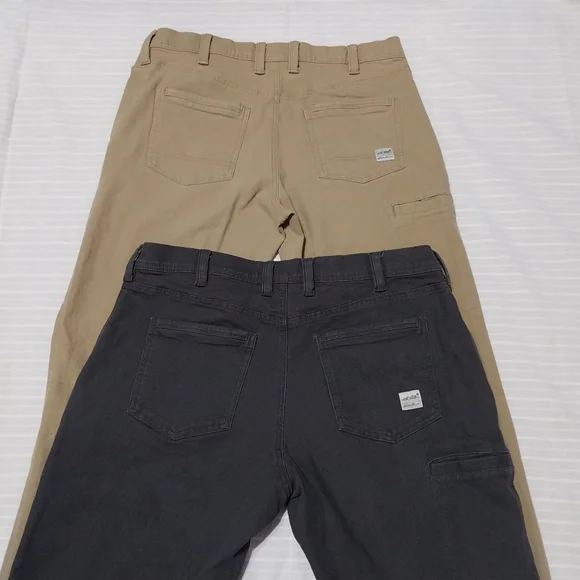 Eddie Bauer Relaxed Fit Utility Pants Mens 36 Tan Gray Canvas Cargo Jeans - Picture 8 of 10